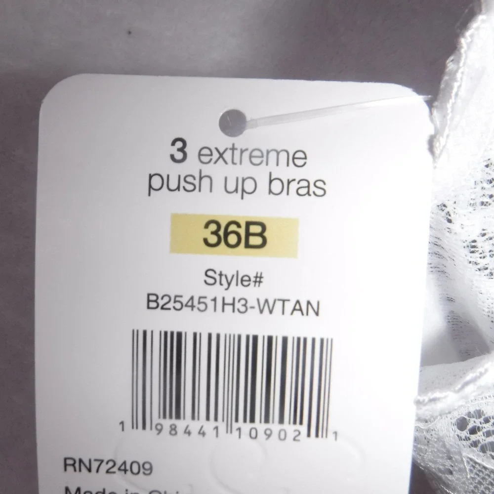 Rene Rofe White Lace Extreme Push Up Bra 36B Underwire B25451 NEW - Picture 8 of 9